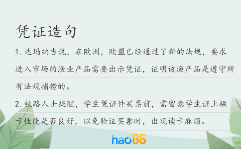 凭证造句