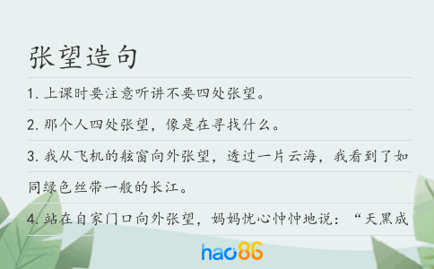张望造句