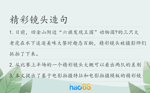 精彩镜头造句