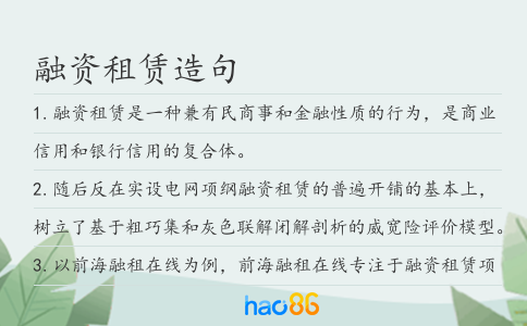 融资租赁造句