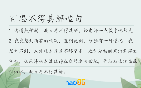 百思不得其解造句