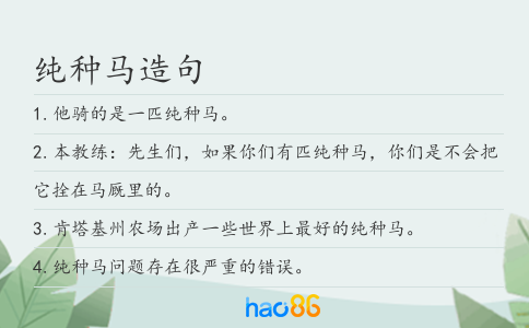 纯种马造句
