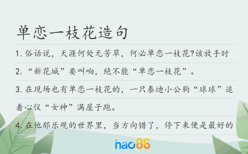 单恋一枝花造句