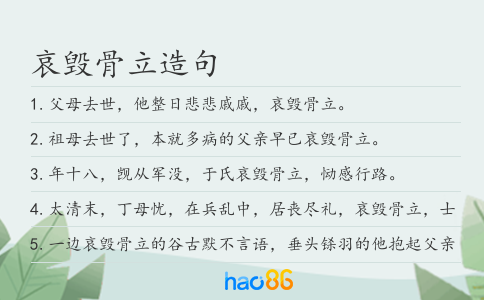 哀毁骨立造句