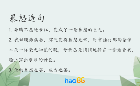 暴怒造句