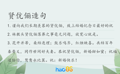 贤伉俪造句