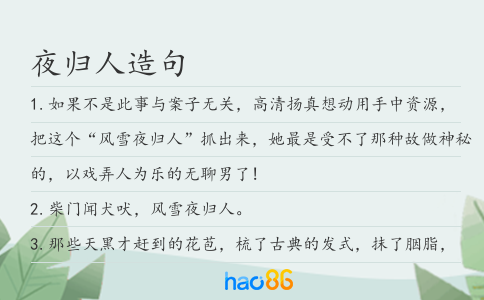 夜归人造句