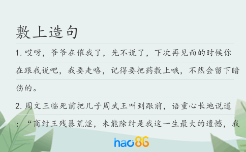 敷上造句