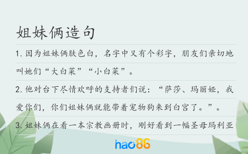 姐妹俩造句