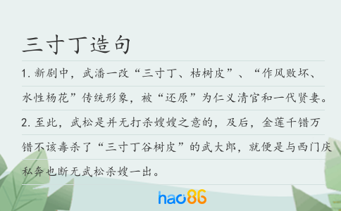 三寸丁造句