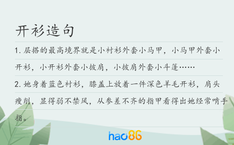开衫造句