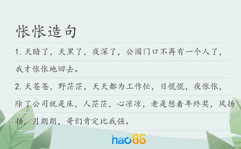 怅怅造句