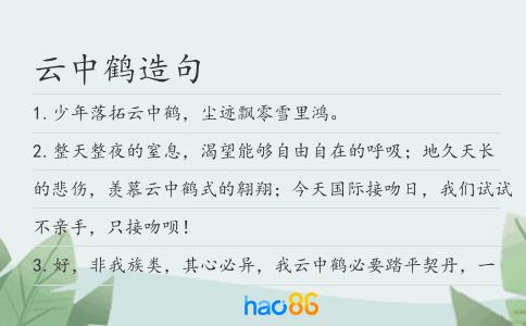云中鹤造句