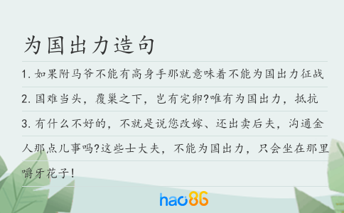 为国出力造句