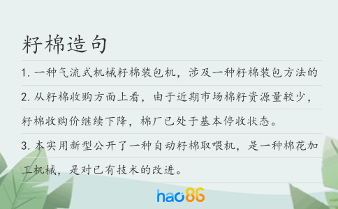 籽棉造句