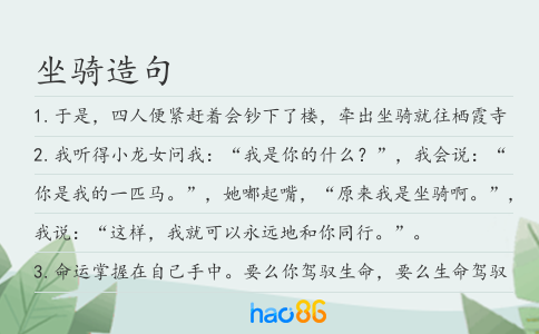 坐骑造句