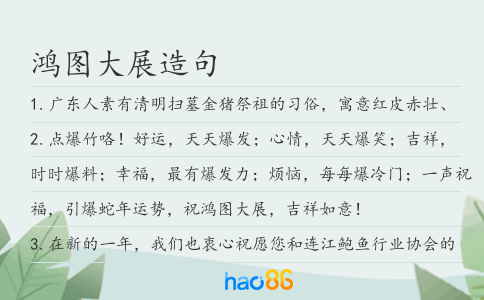 鸿图大展造句