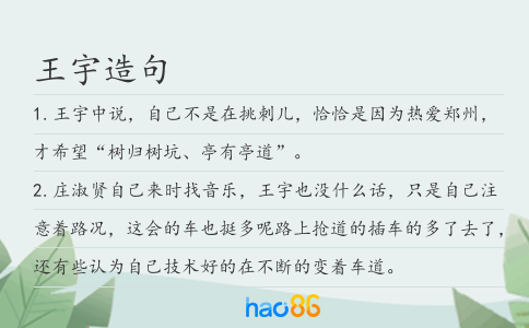 王宇造句