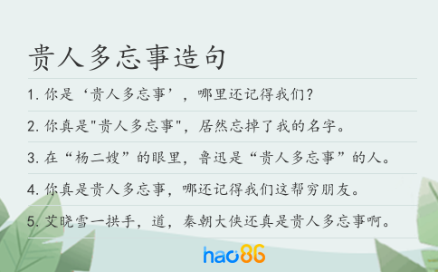 贵人多忘事造句
