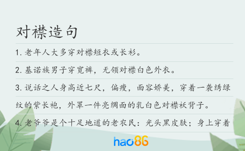对襟造句