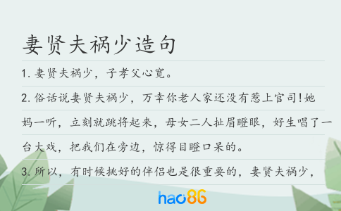 妻贤夫祸少造句