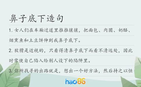 鼻子底下造句