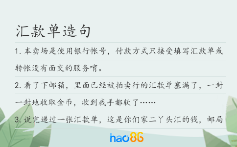 汇款单造句
