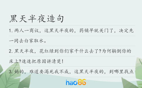 黑天半夜造句