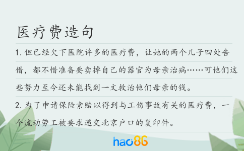 医疗费造句