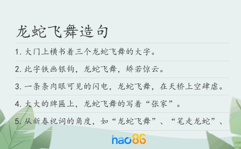 龙蛇飞舞造句