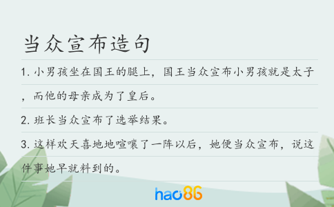 当众宣布造句