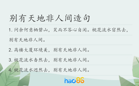 别有天地非人间造句