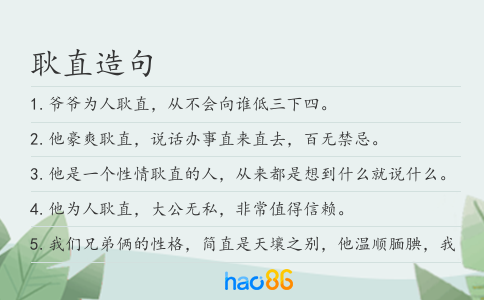 耿直造句