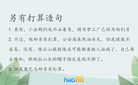另有打算造句