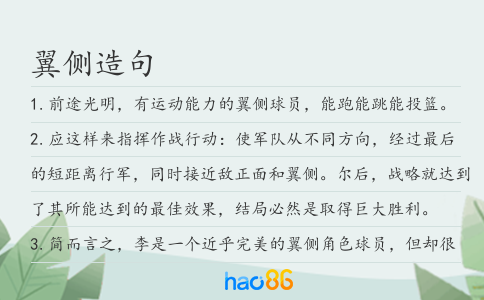 翼侧造句