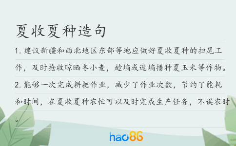 夏收夏种造句