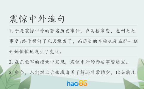 震惊中外造句