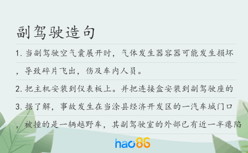 副驾驶造句