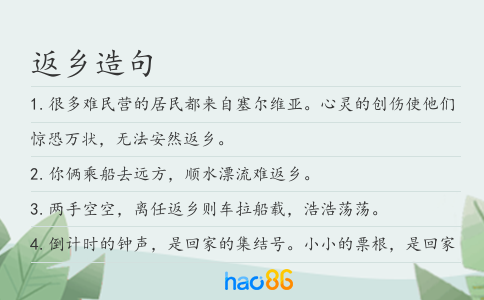 返乡造句