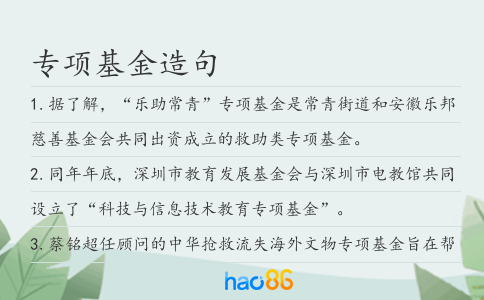 专项基金造句