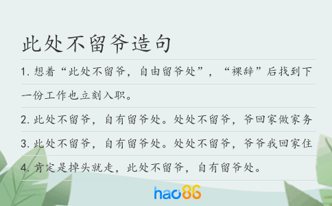 此处不留爷造句