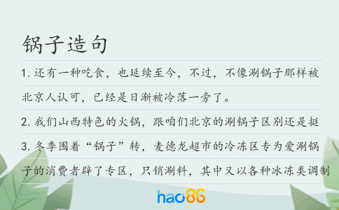 锅子造句