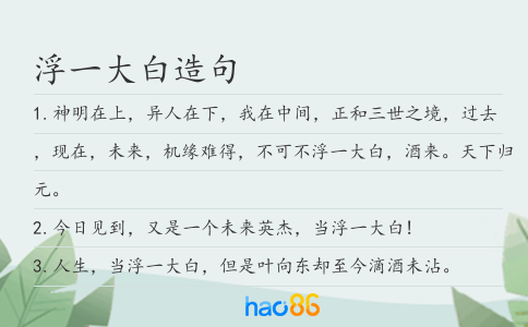 浮一大白造句