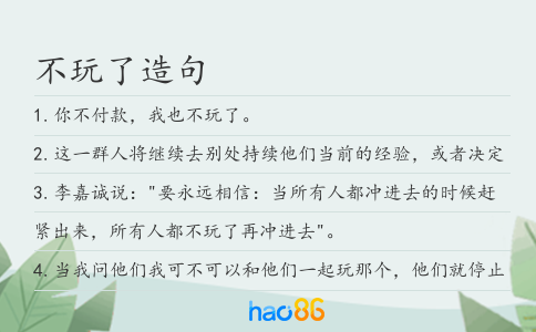 不玩了造句