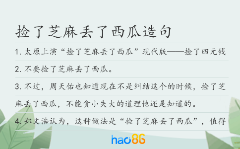 捡了芝麻丢了西瓜造句