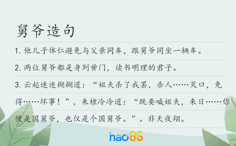 舅爷造句