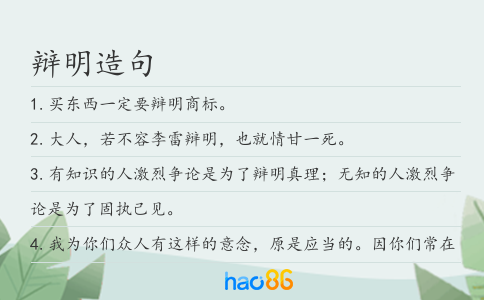 辩明造句
