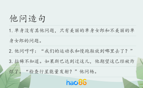 他问造句