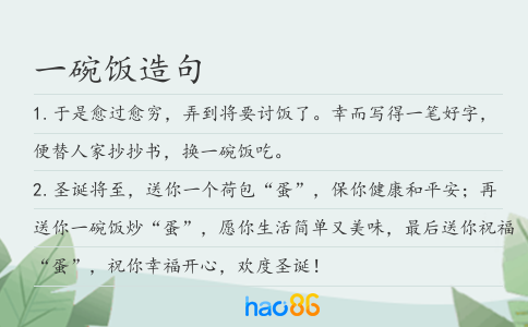 一碗饭造句