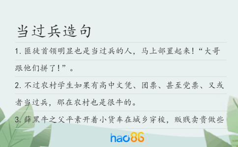 当过兵造句